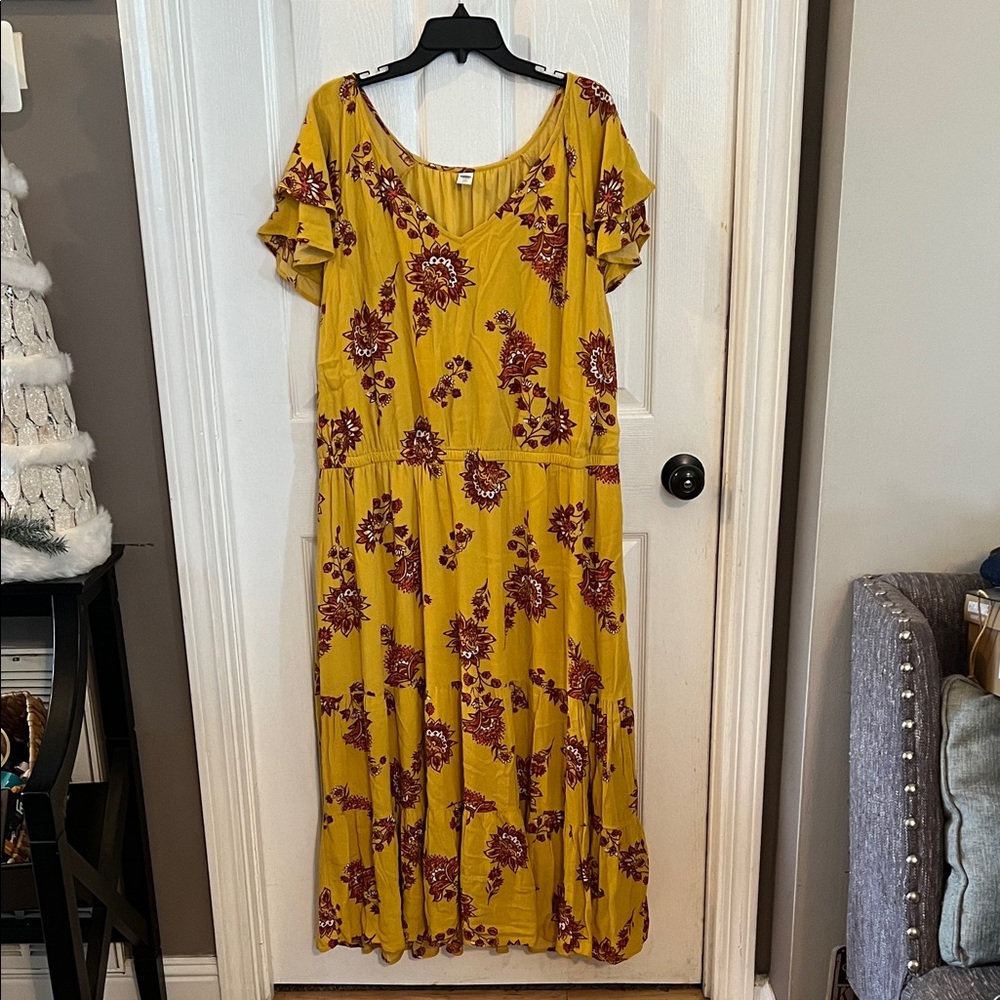 Old Navy Yellow Floral Maxi Dress